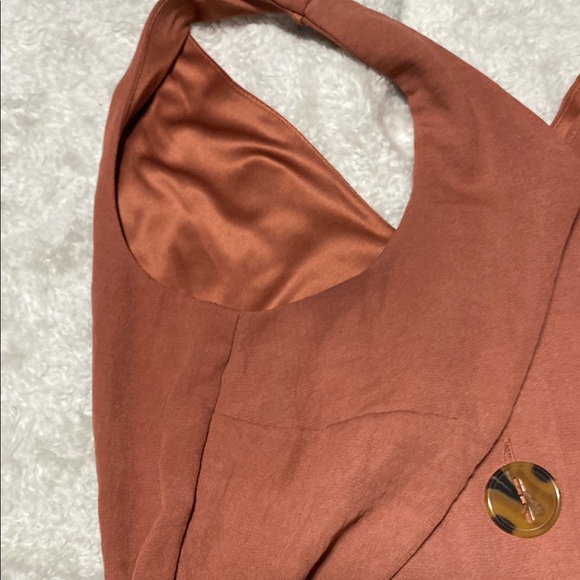 Rust Jumpsuit with Button Detail - Picture 3 of 5